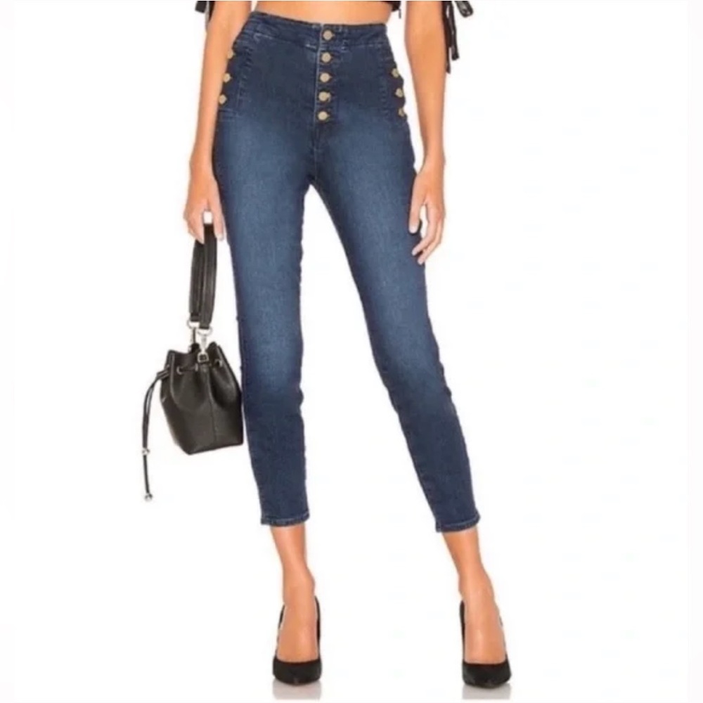 J Brand Natasha High Rise Skinny Crop Dark Blue Jeans in Untamed, Size 24